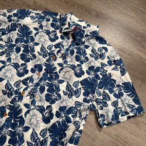 UNTUCKit Shirt Mens‎ Large Blue Floral Short Sleeve Slim Fit Button Up Stretch